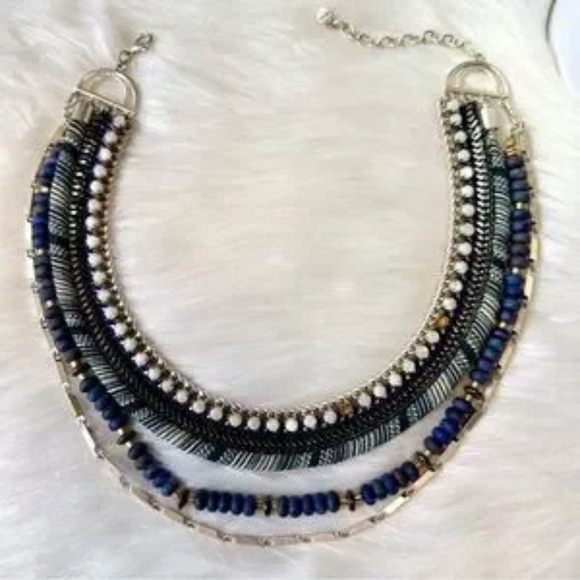 Stella & Dot Emmeline Statement Necklace Versatile Multi-Strand 3-in-1Lapis Blue - Picture 9 of 10